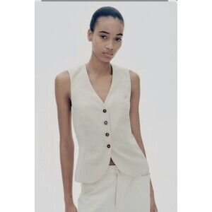 H&M women's linen tailored vest, elegant for any occasion.